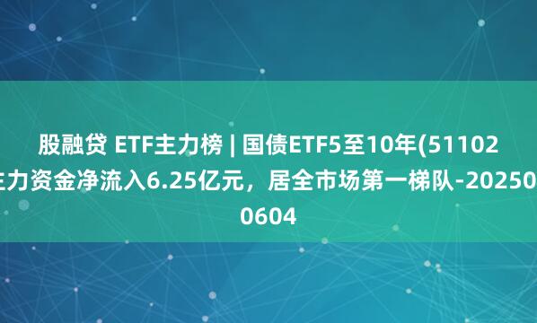 股融贷 ETF主力榜 | 国债ETF5至10年(511020)主力资金净流入6.25亿元，居全市场第一梯队-20250604
